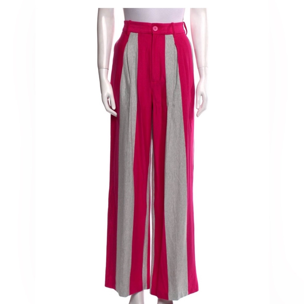 Helsa Vibrant Women's Wide Leg Pants in Pink and Gray